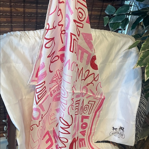 Coach Pink and Red Love Scarf - Picture 2 of 6